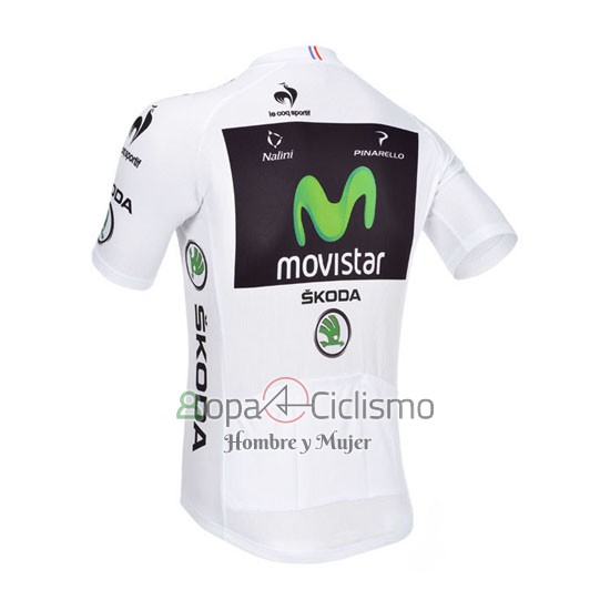 Movistar Lider Ropa Ciclismo Culotte Corto 2013 Hombre Mangas Cortas Blanco